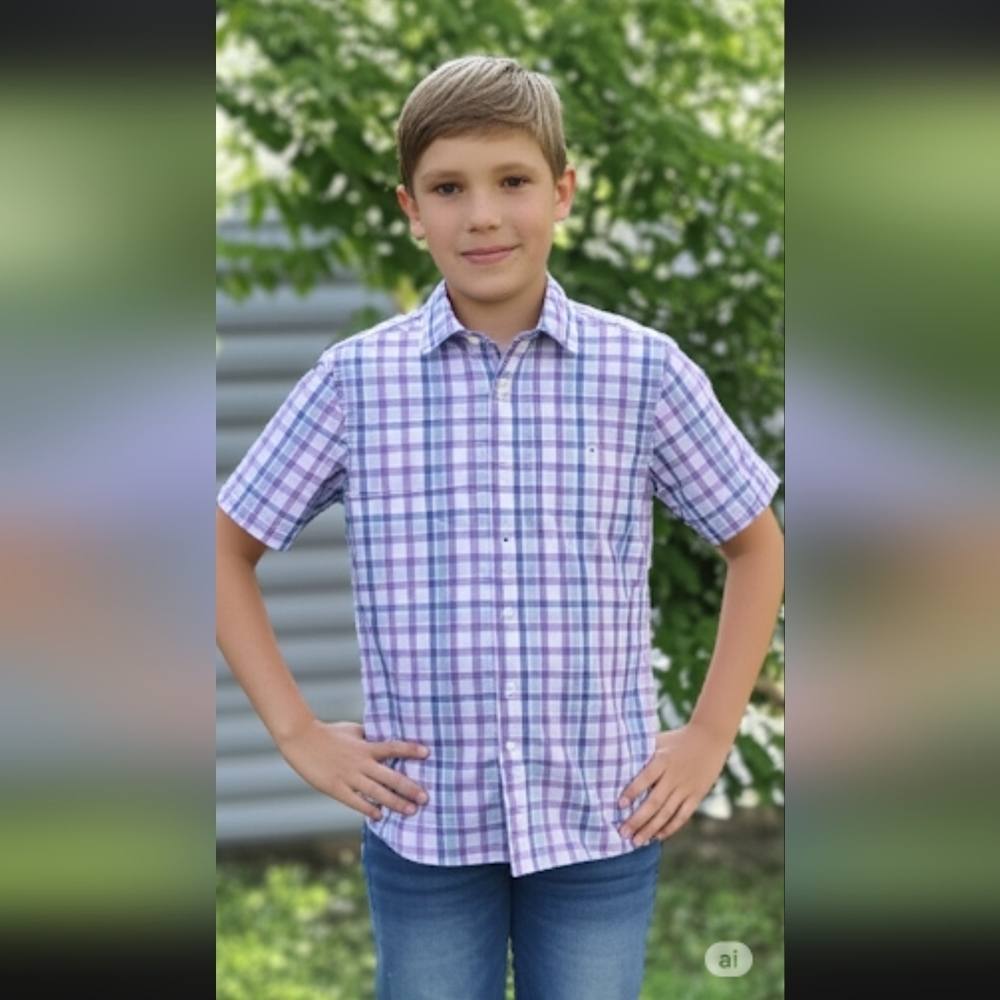 The Children's Place Lavender and White Plaid Shirt